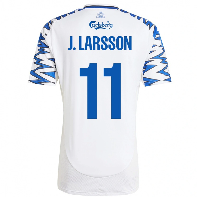 Danxen Donna Maglia Jordan Larsson #11 Bianco Azzurro Kit Gara Home 2024/25 Maglietta