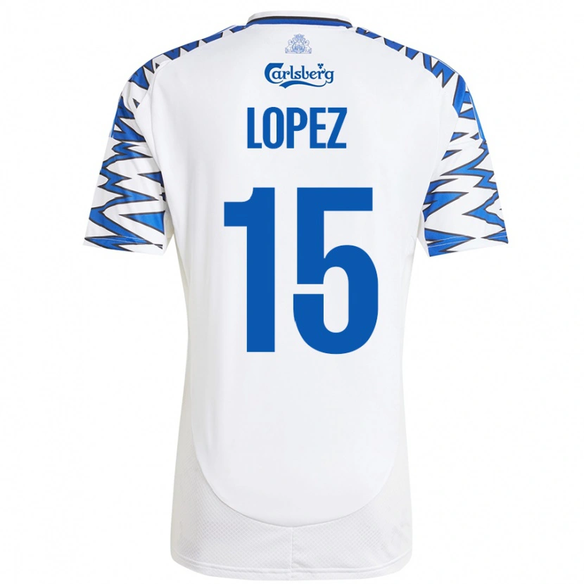 Danxen Donna Maglia Marcos López #15 Bianco Azzurro Kit Gara Home 2024/25 Maglietta