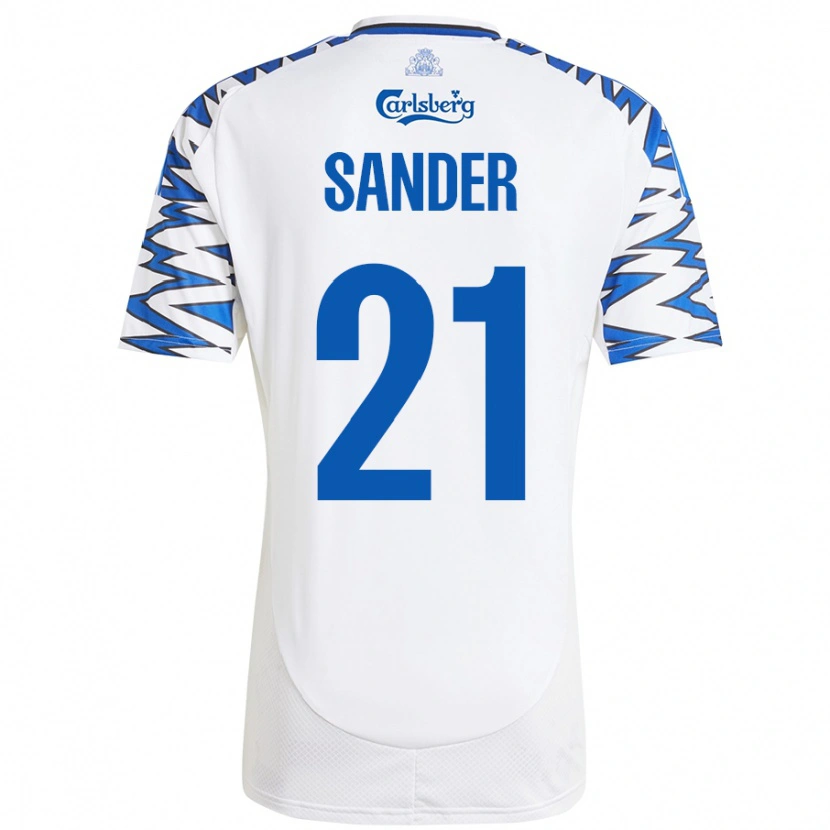 Danxen Donna Maglia Theo Sander #21 Bianco Azzurro Kit Gara Home 2024/25 Maglietta