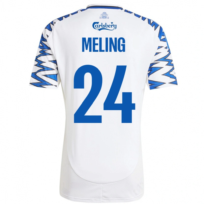 Danxen Donna Maglia Birger Meling #24 Bianco Azzurro Kit Gara Home 2024/25 Maglietta