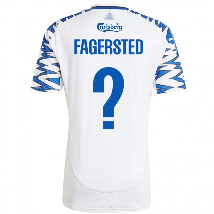 Danxen Donna Maglia Johan Fagersted #0 Bianco Azzurro Kit Gara Home 2024/25 Maglietta