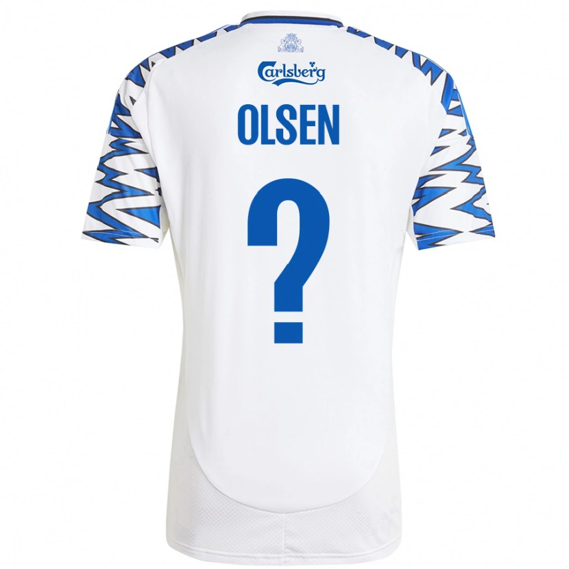 Danxen Donna Maglia Gunnar Olsen #0 Bianco Azzurro Kit Gara Home 2024/25 Maglietta