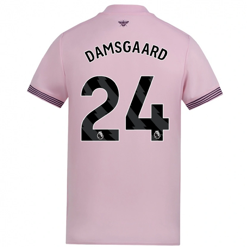 Danxen Donna Maglia Mikkel Damsgaard #24 Rosa Kit Gara Away 2024/25 Maglietta