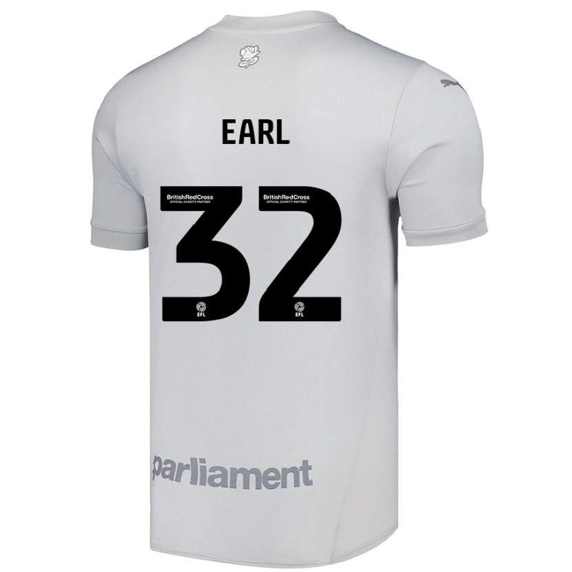 Danxen Donna Maglia Josh Earl #32 Grigio Argento Kit Gara Away 2024/25 Maglietta