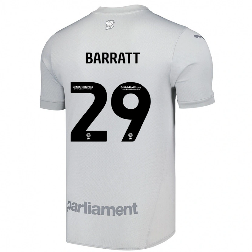 Danxen Donna Maglia Connor Barratt #29 Grigio Argento Kit Gara Away 2024/25 Maglietta