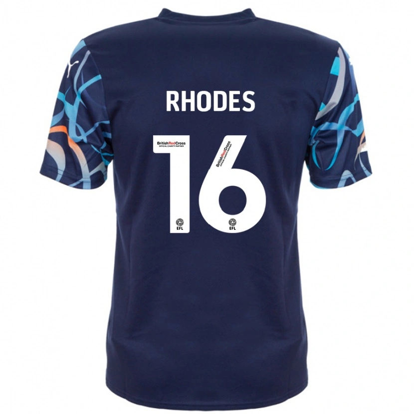 Danxen Donna Maglia Jordan Rhodes #16 Blu Navy Kit Gara Away 2024/25 Maglietta
