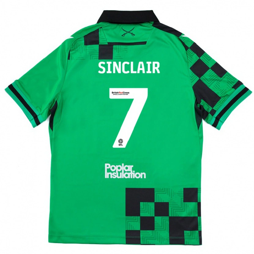 Danxen Donna Maglia Scott Sinclair #7 Verde Nero Kit Gara Away 2024/25 Maglietta