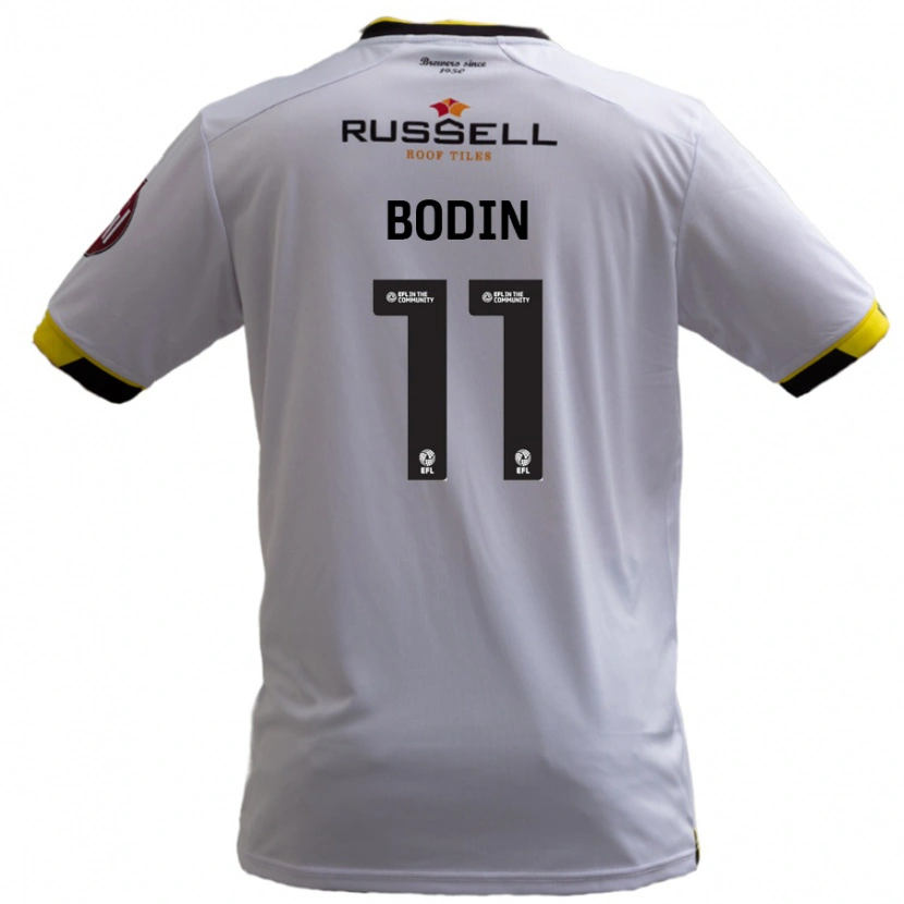 Danxen Donna Maglia Billy Bodin #11 Bianco Kit Gara Away 2024/25 Maglietta