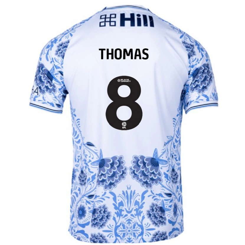 Danxen Donna Maglia George Thomas #8 Bianco Blu Kit Gara Away 2024/25 Maglietta