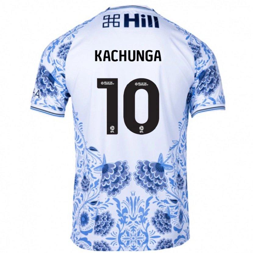 Danxen Donna Maglia Elias Kachunga #10 Bianco Blu Kit Gara Away 2024/25 Maglietta