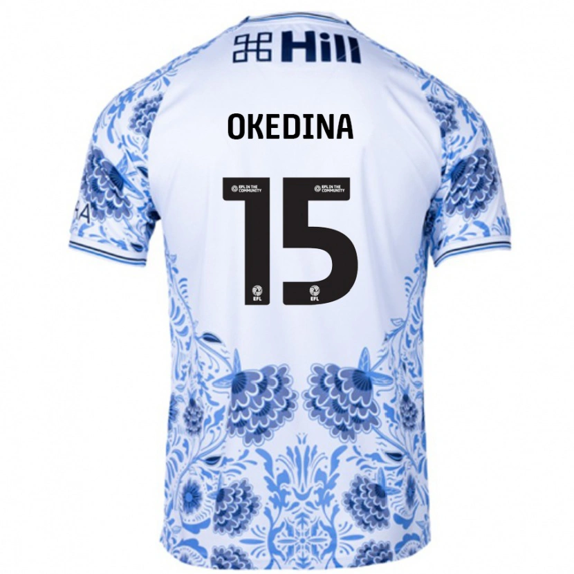 Danxen Donna Maglia Jubril Okedina #15 Bianco Blu Kit Gara Away 2024/25 Maglietta