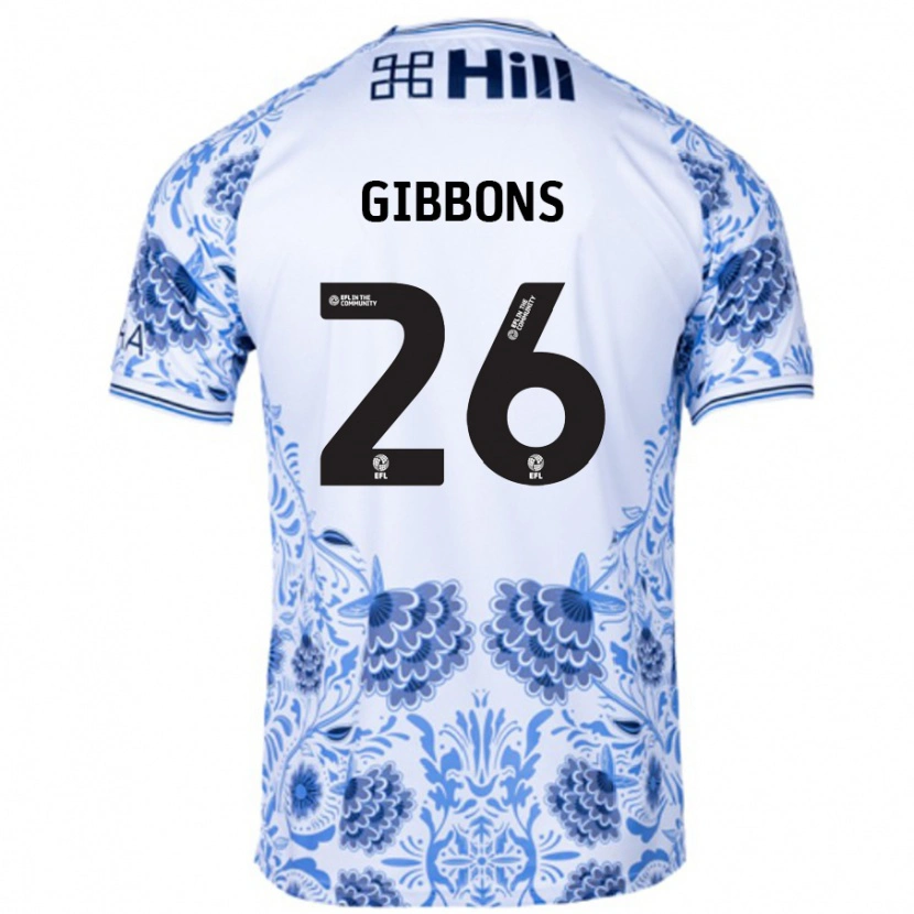 Danxen Donna Maglia James Gibbons #26 Bianco Blu Kit Gara Away 2024/25 Maglietta