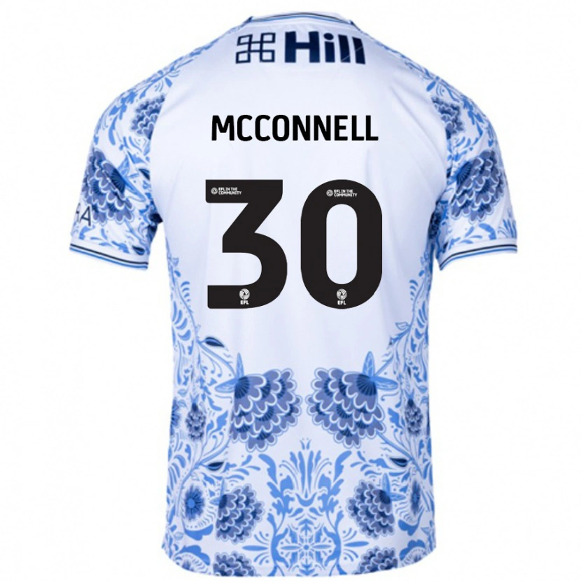 Danxen Donna Maglia Glenn Mcconnell #30 Bianco Blu Kit Gara Away 2024/25 Maglietta
