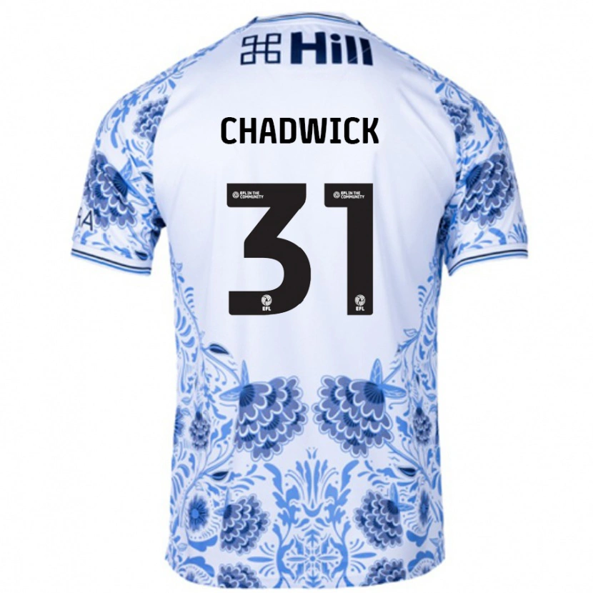 Danxen Donna Maglia Louis Chadwick #31 Bianco Blu Kit Gara Away 2024/25 Maglietta