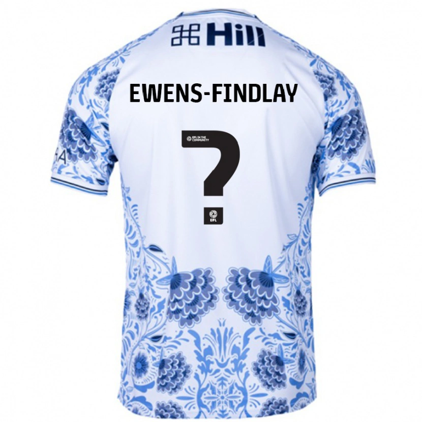 Danxen Donna Maglia Ty Ewens-Findlay #0 Bianco Blu Kit Gara Away 2024/25 Maglietta