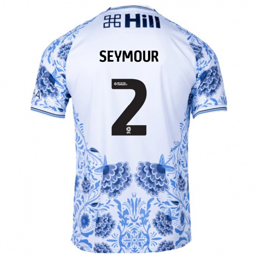 Danxen Donna Maglia Mayzee Seymour #2 Bianco Blu Kit Gara Away 2024/25 Maglietta