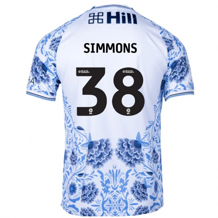Danxen Donna Maglia Bella Simmons #38 Bianco Blu Kit Gara Away 2024/25 Maglietta