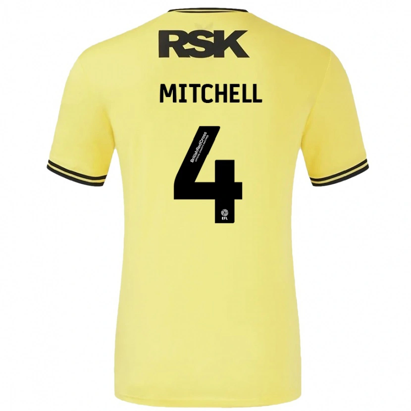 Danxen Donna Maglia Alex Mitchell #4 Giallo Nero Kit Gara Away 2024/25 Maglietta