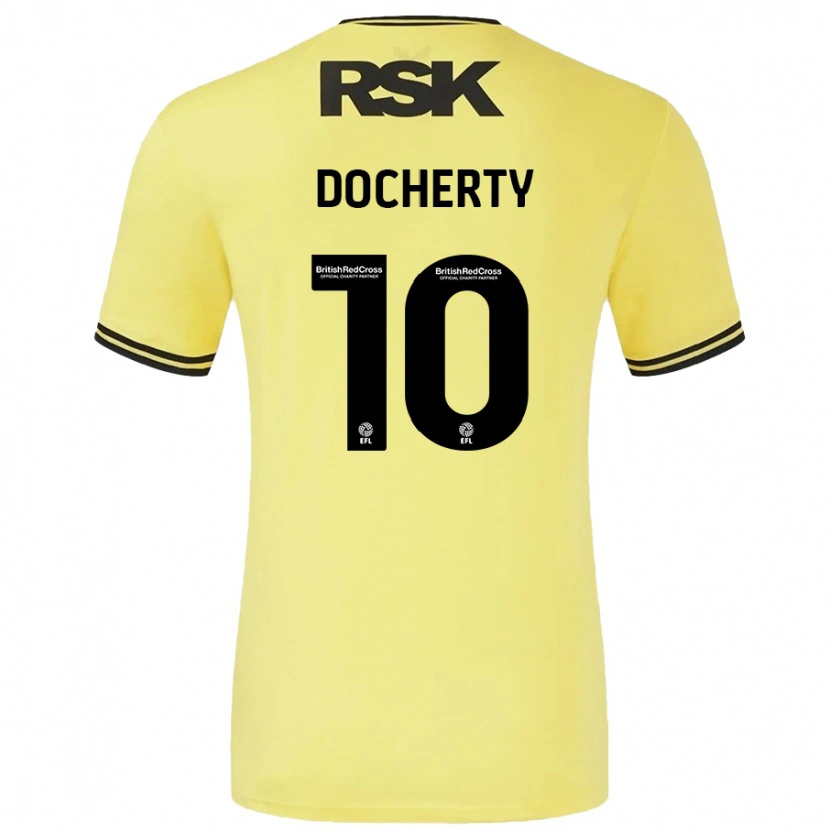 Danxen Donna Maglia Greg Docherty #10 Giallo Nero Kit Gara Away 2024/25 Maglietta