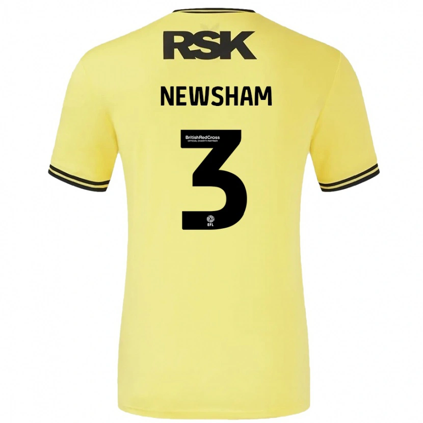 Danxen Donna Maglia Charlotte Newsham #3 Giallo Nero Kit Gara Away 2024/25 Maglietta