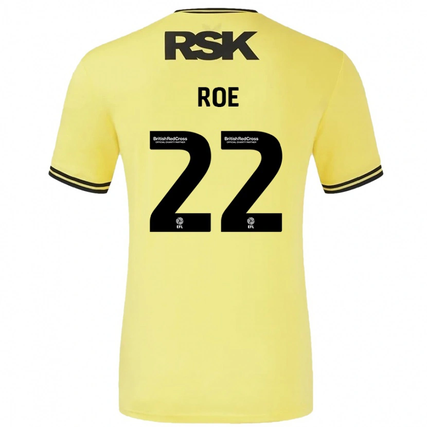 Danxen Donna Maglia Bethan Roe #22 Giallo Nero Kit Gara Away 2024/25 Maglietta