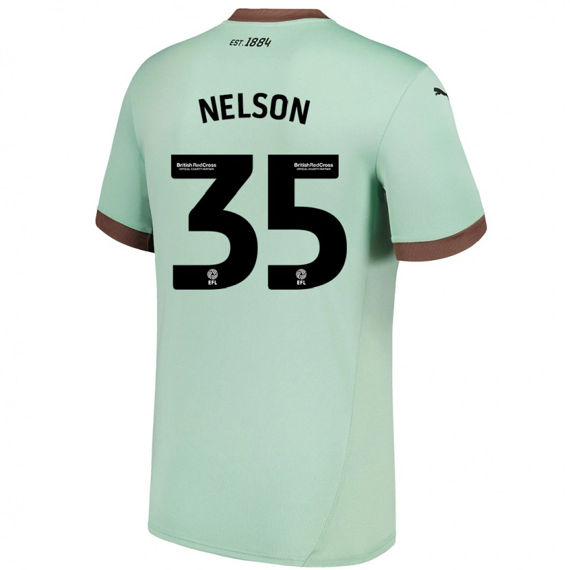 Danxen Donna Maglia Curtis Nelson #35 Verde Pallido Kit Gara Away 2024/25 Maglietta