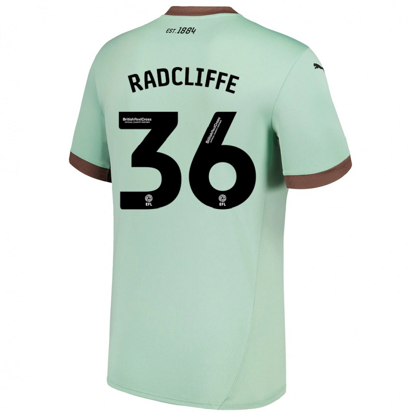 Danxen Donna Maglia Ben Radcliffe #36 Verde Pallido Kit Gara Away 2024/25 Maglietta