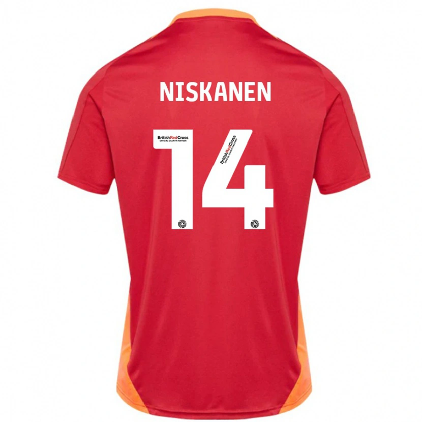 Danxen Donna Maglia Ilmari Niskanen #14 Blu Bianco Sporco Kit Gara Away 2024/25 Maglietta