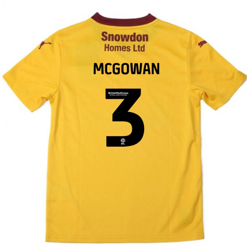 Danxen Donna Maglia Aaron Mcgowan #3 Arancione Borgogna Kit Gara Away 2024/25 Maglietta