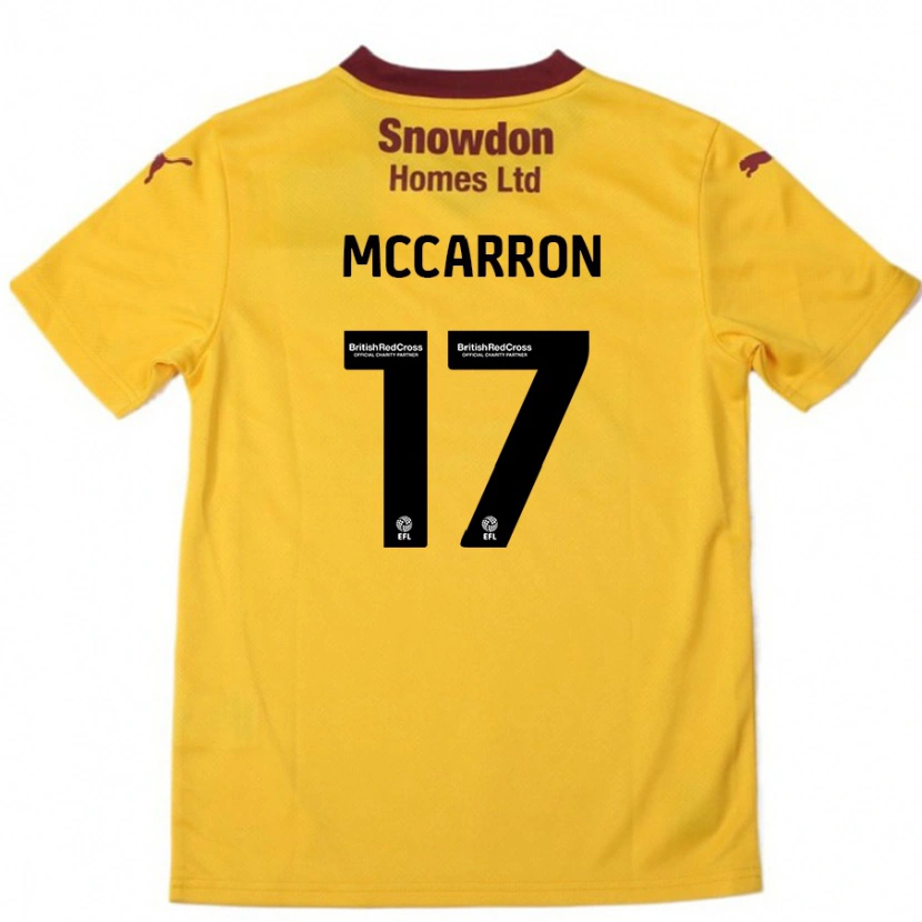 Danxen Donna Maglia Liam Mccarron #17 Arancione Borgogna Kit Gara Away 2024/25 Maglietta