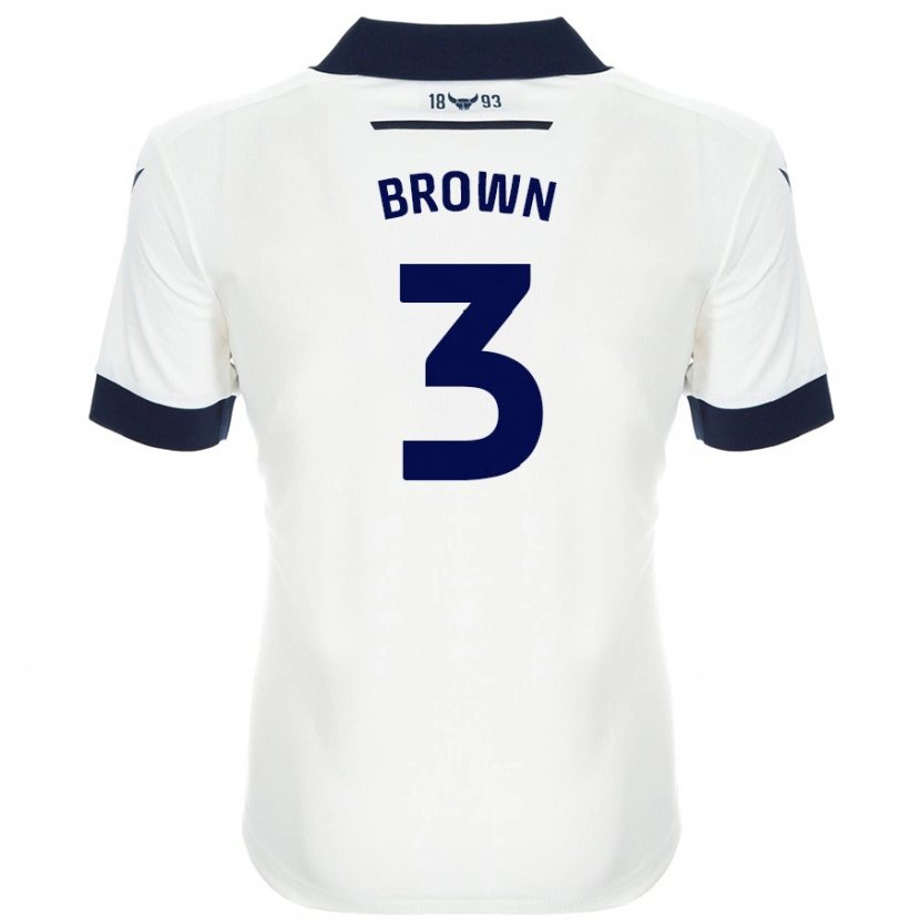 Danxen Donna Maglia Ciaron Brown #3 Bianco Blu Navy Kit Gara Away 2024/25 Maglietta