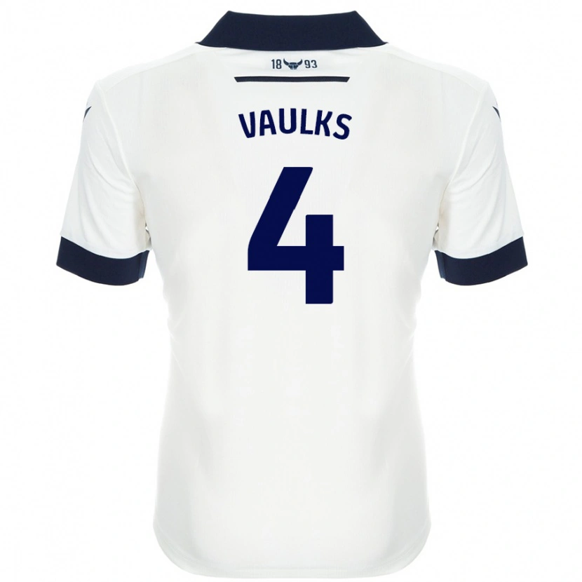 Danxen Donna Maglia Will Vaulks #4 Bianco Blu Navy Kit Gara Away 2024/25 Maglietta