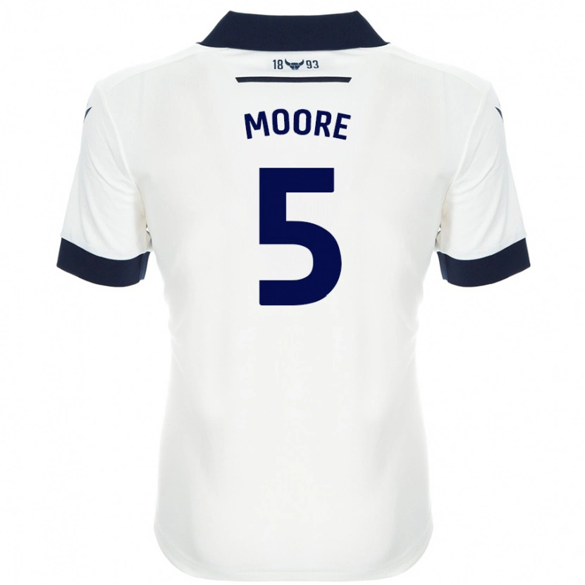 Danxen Donna Maglia Elliott Moore #5 Bianco Blu Navy Kit Gara Away 2024/25 Maglietta