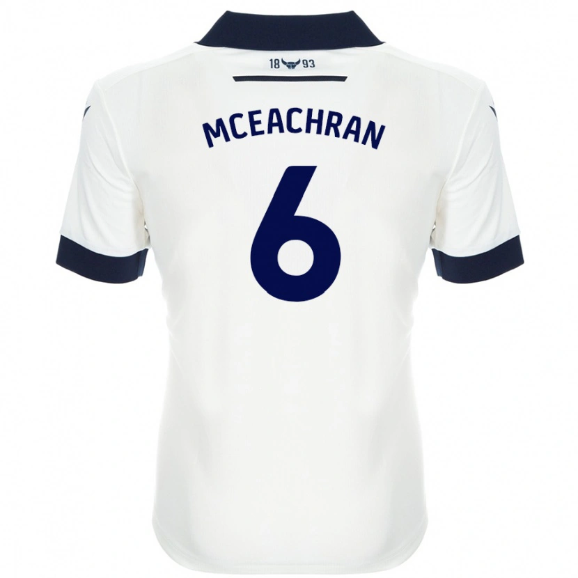 Danxen Donna Maglia Josh Mceachran #6 Bianco Blu Navy Kit Gara Away 2024/25 Maglietta