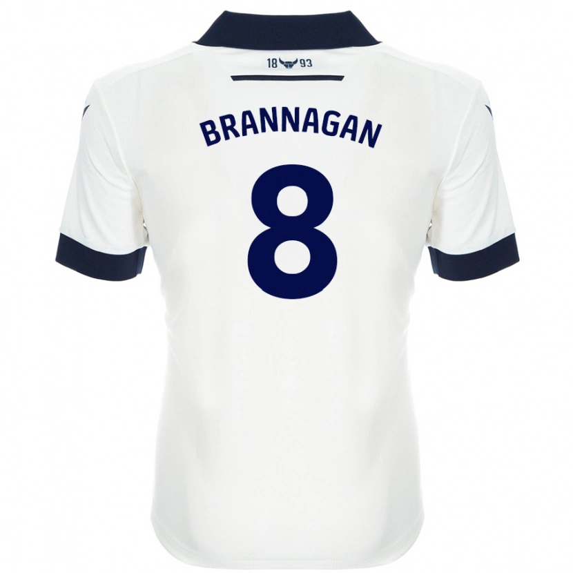Danxen Donna Maglia Cameron Brannagan #8 Bianco Blu Navy Kit Gara Away 2024/25 Maglietta