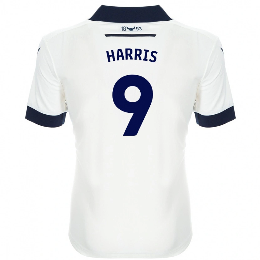 Danxen Donna Maglia Mark Harris #9 Bianco Blu Navy Kit Gara Away 2024/25 Maglietta