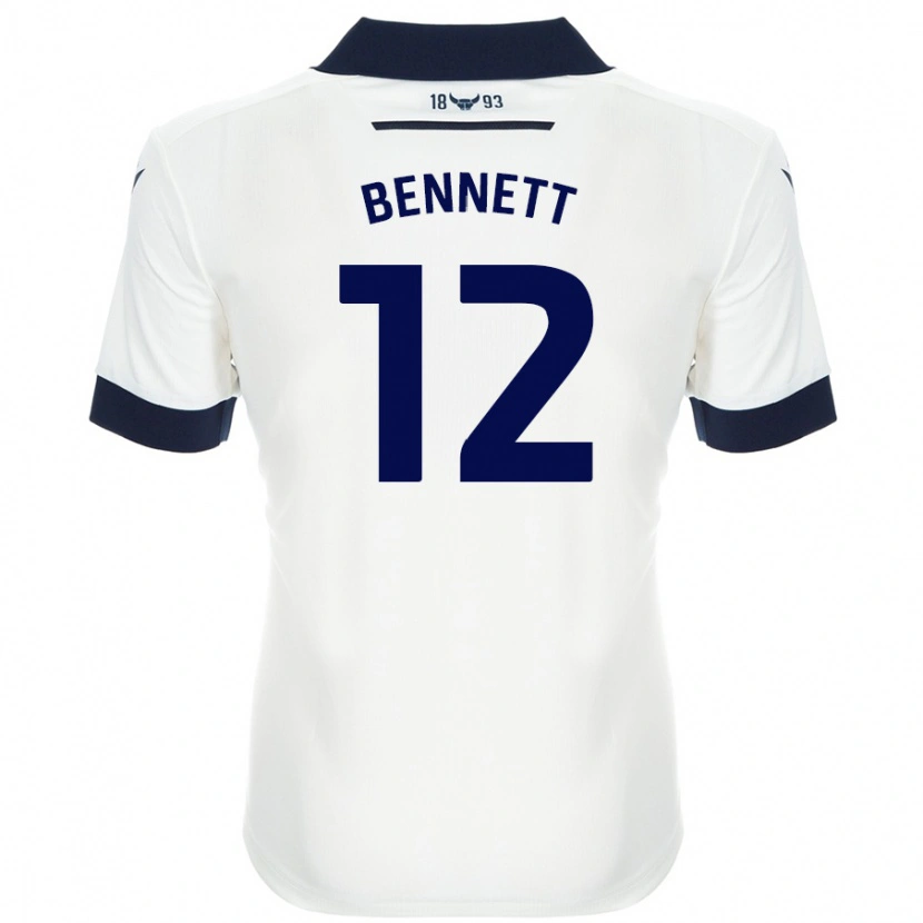 Danxen Donna Maglia Joe Bennett #12 Bianco Blu Navy Kit Gara Away 2024/25 Maglietta