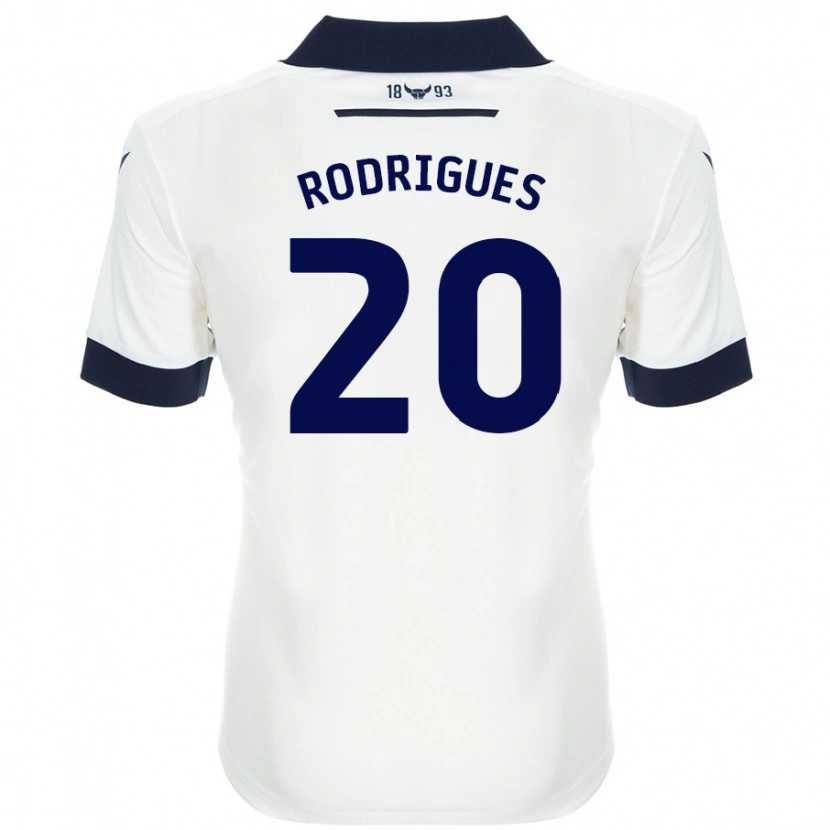 Danxen Donna Maglia Rúben Rodrigues #20 Bianco Blu Navy Kit Gara Away 2024/25 Maglietta