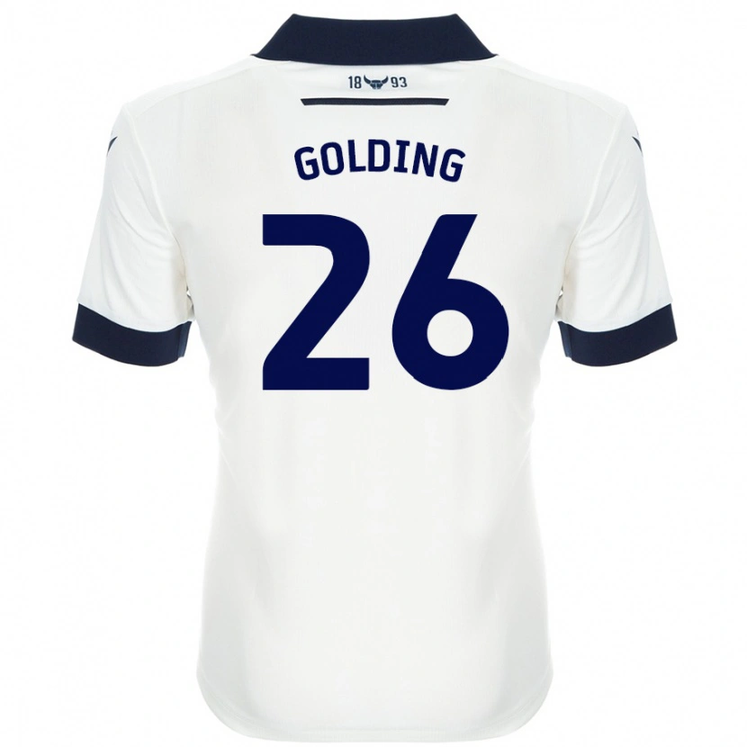 Danxen Donna Maglia James Golding #26 Bianco Blu Navy Kit Gara Away 2024/25 Maglietta
