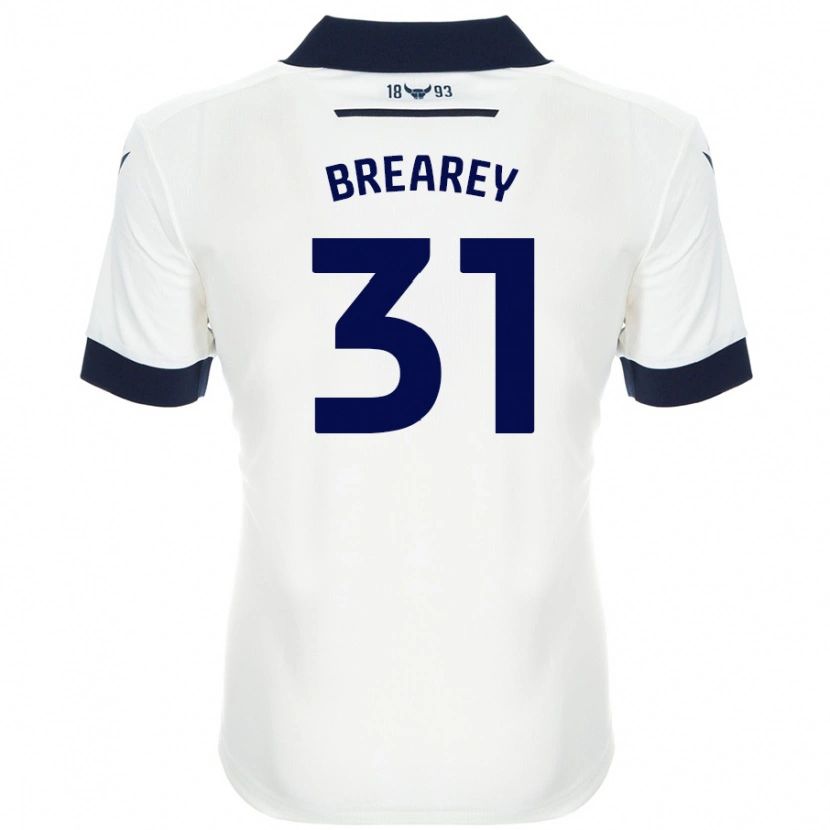 Danxen Donna Maglia Eddie Brearey #31 Bianco Blu Navy Kit Gara Away 2024/25 Maglietta