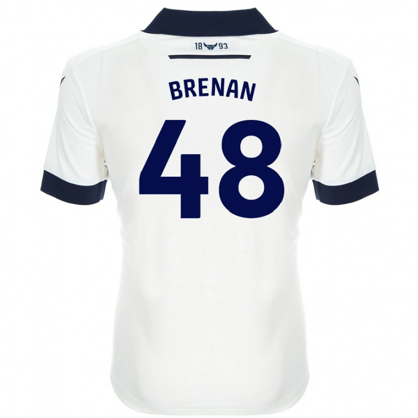 Danxen Donna Maglia Tobias Brenan #48 Bianco Blu Navy Kit Gara Away 2024/25 Maglietta
