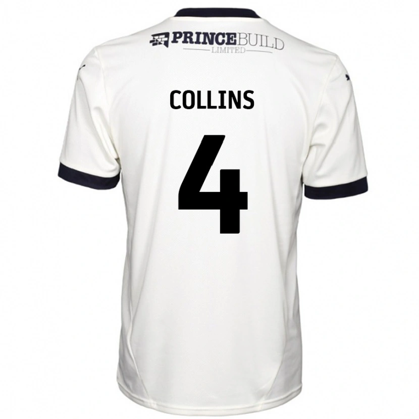 Danxen Donna Maglia Archie Collins #4 Bianco Sporco Nero Kit Gara Away 2024/25 Maglietta