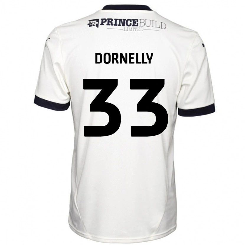 Danxen Donna Maglia James Dornelly #33 Bianco Sporco Nero Kit Gara Away 2024/25 Maglietta
