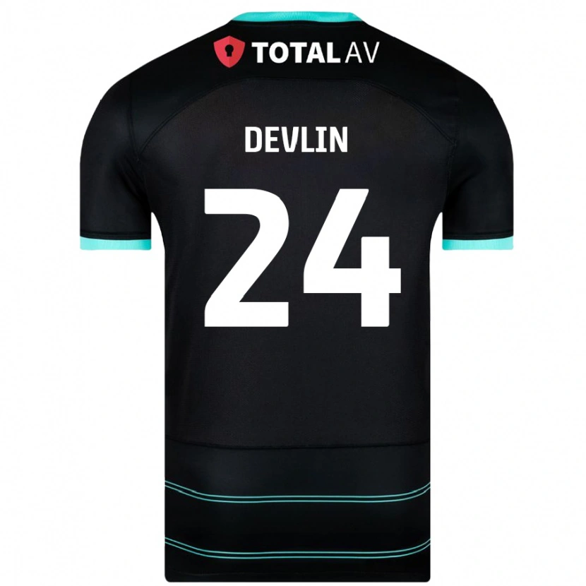 Danxen Donna Maglia Terry Devlin #24 Nero Kit Gara Away 2024/25 Maglietta