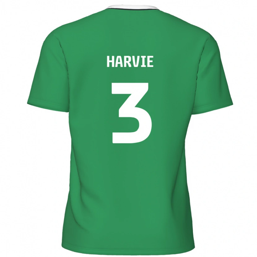 Danxen Donna Maglia Daniel Harvie #3 Verde Strisce Bianche Kit Gara Away 2024/25 Maglietta