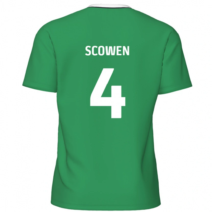 Danxen Donna Maglia Josh Scowen #4 Verde Strisce Bianche Kit Gara Away 2024/25 Maglietta