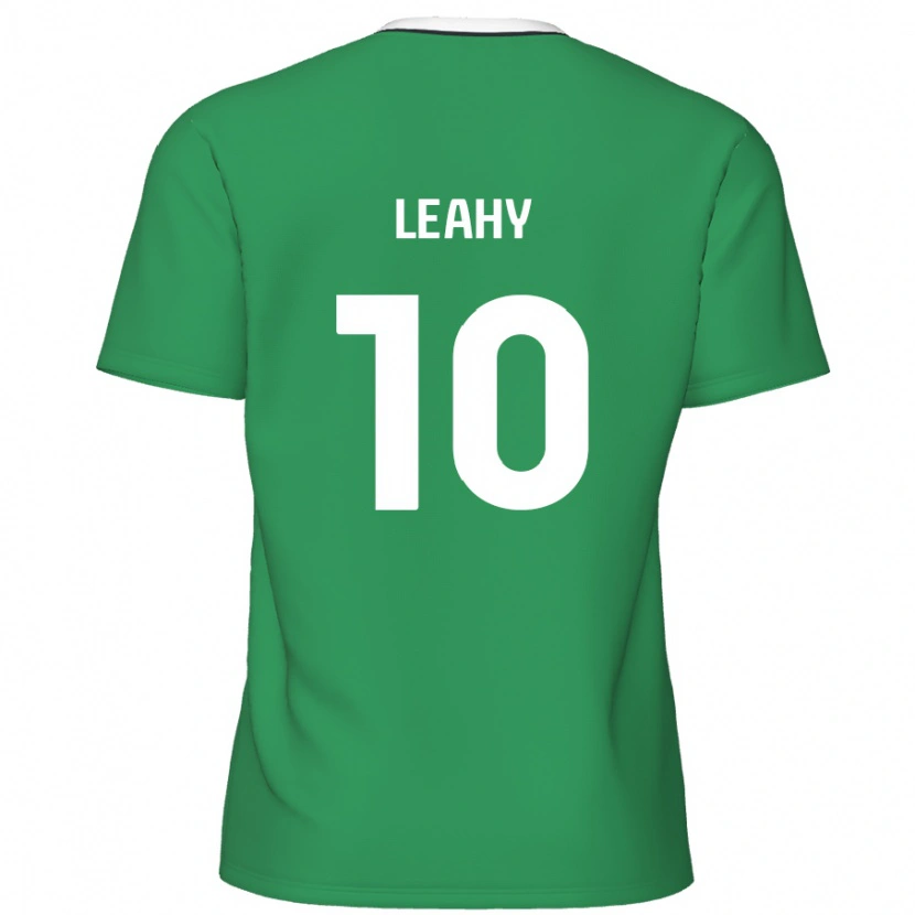 Danxen Donna Maglia Luke Leahy #10 Verde Strisce Bianche Kit Gara Away 2024/25 Maglietta