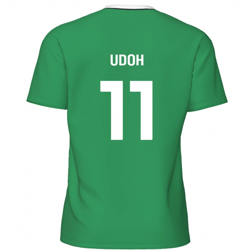 Danxen Donna Maglia Daniel Udoh #11 Verde Strisce Bianche Kit Gara Away 2024/25 Maglietta