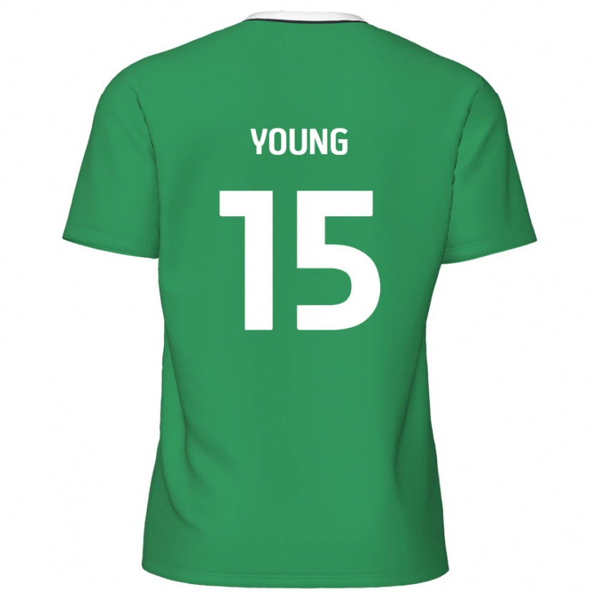 Danxen Donna Maglia Jack Young #15 Verde Strisce Bianche Kit Gara Away 2024/25 Maglietta