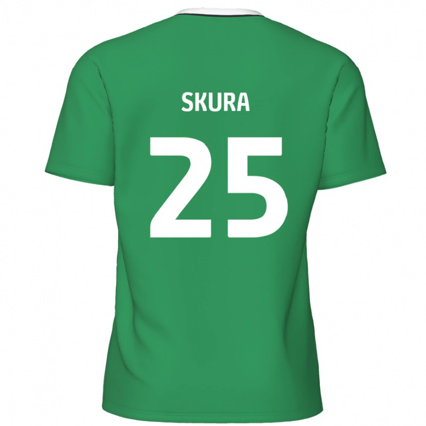 Danxen Donna Maglia Declan Skura #25 Verde Strisce Bianche Kit Gara Away 2024/25 Maglietta